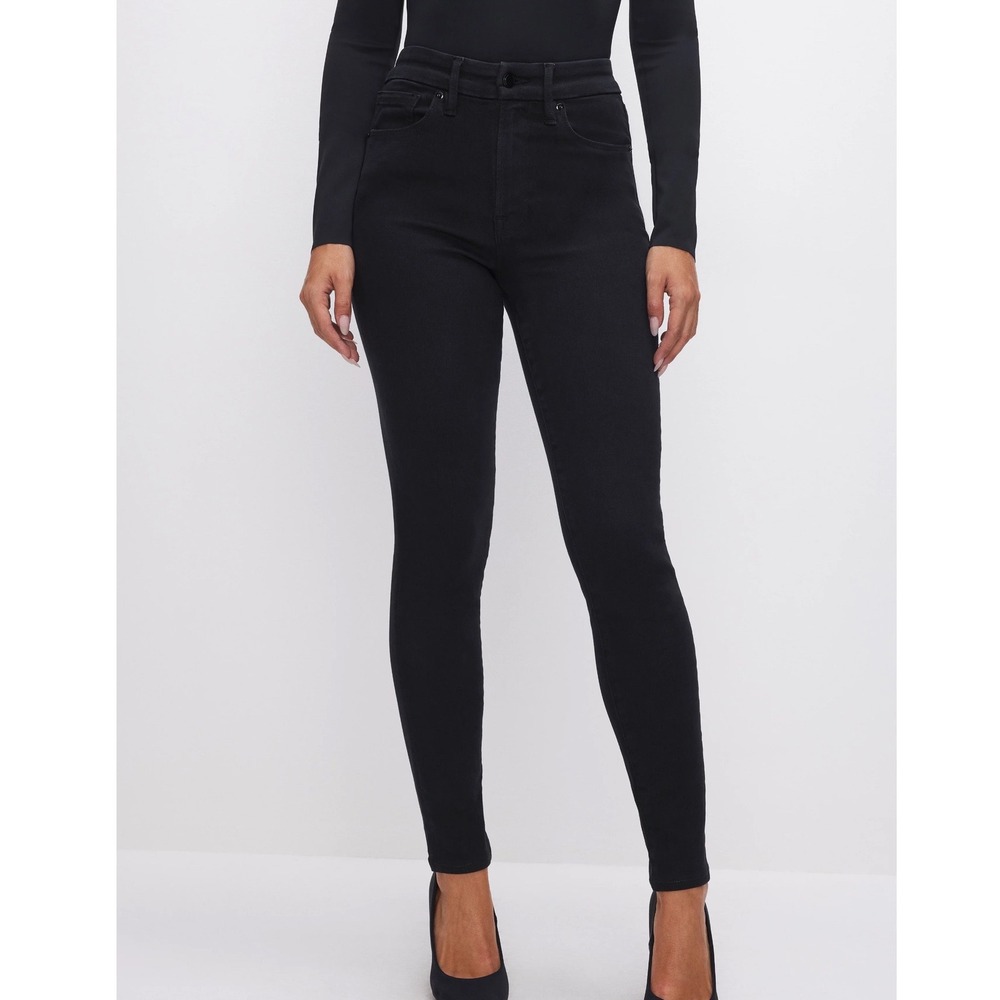 Good American Good Legs Black High Rise Skinny Jeans Women Size 14 32